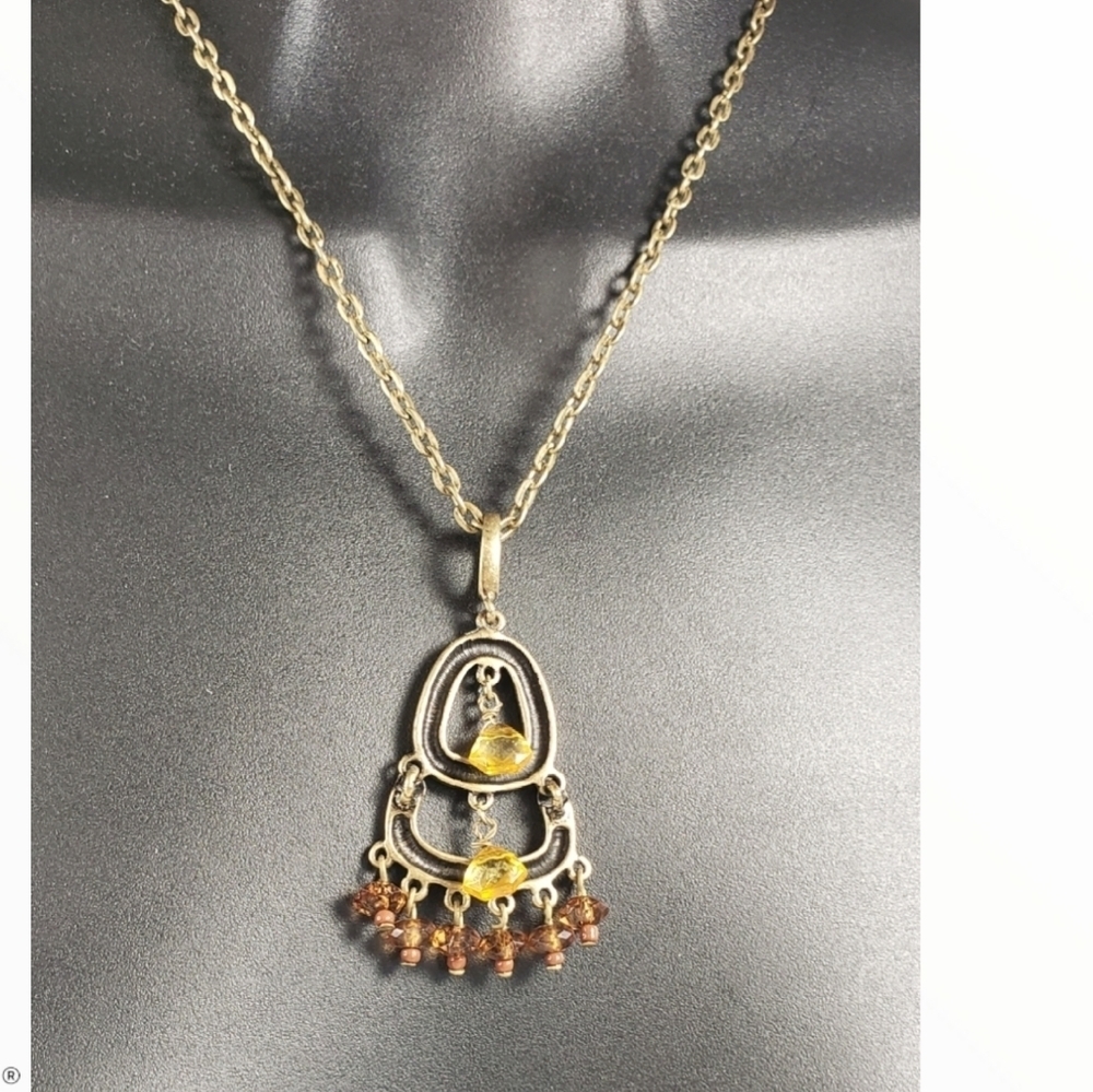 Faceted Amber Chandelier Necklace